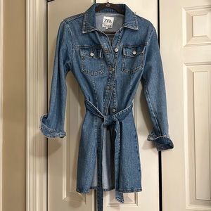 Zara Denim Belted Dress /Duster